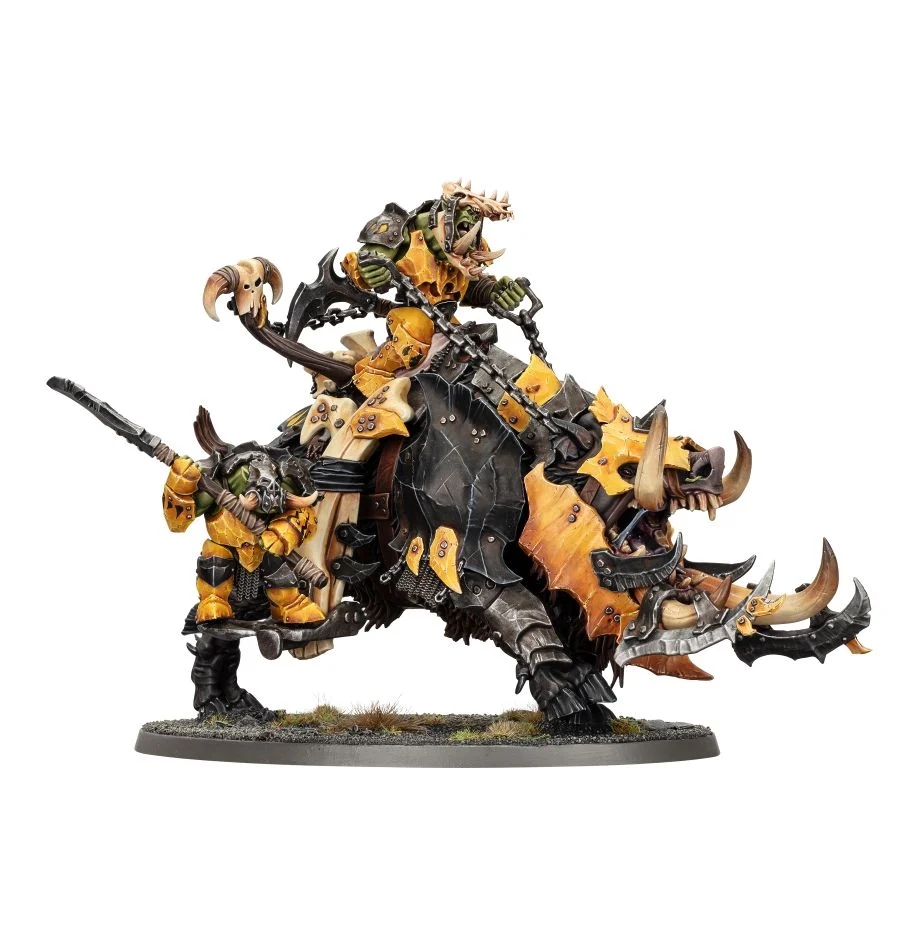 GW 1560 Orruk Warclans Tuskboss on Maw-Grunta
