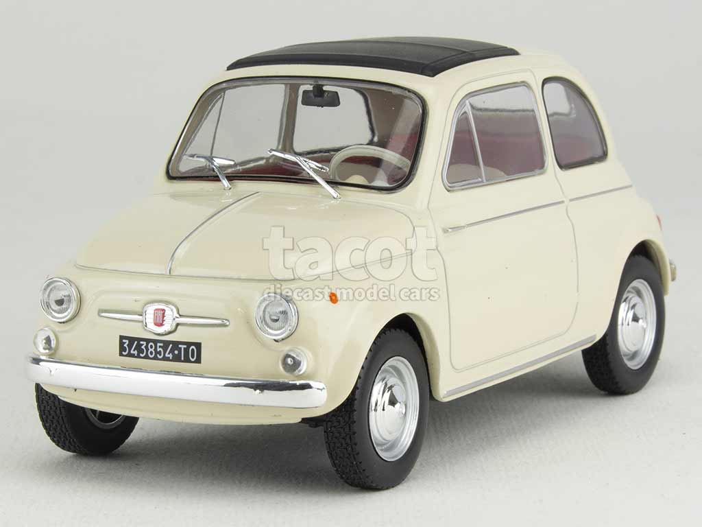 Remorque Voiture Miniature Fiat 500 1960 Jaune Moutarde Toit Fermé Solido 1/16 - Occasion Modèle Réduit Vintage Rare
