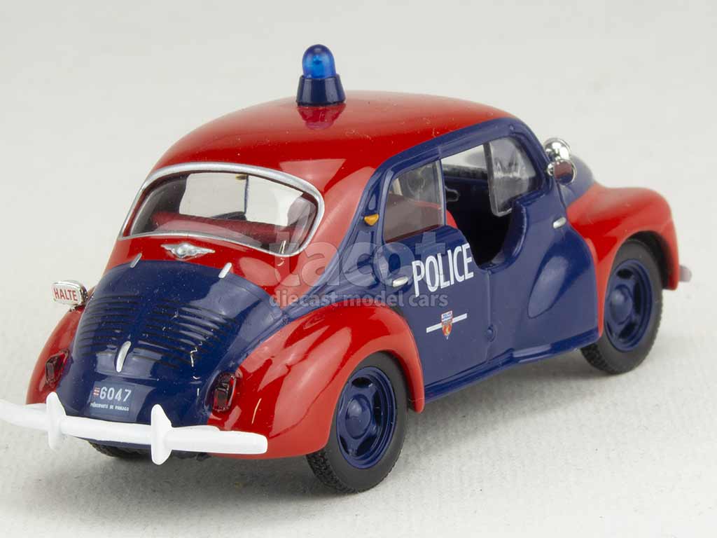 OPO 10 Modellino Auto Renault 4CV Police De Monaco - Scala 1/43 In Metallo - Collezione RBA58 - Base E Scatola Plexiglass - 3