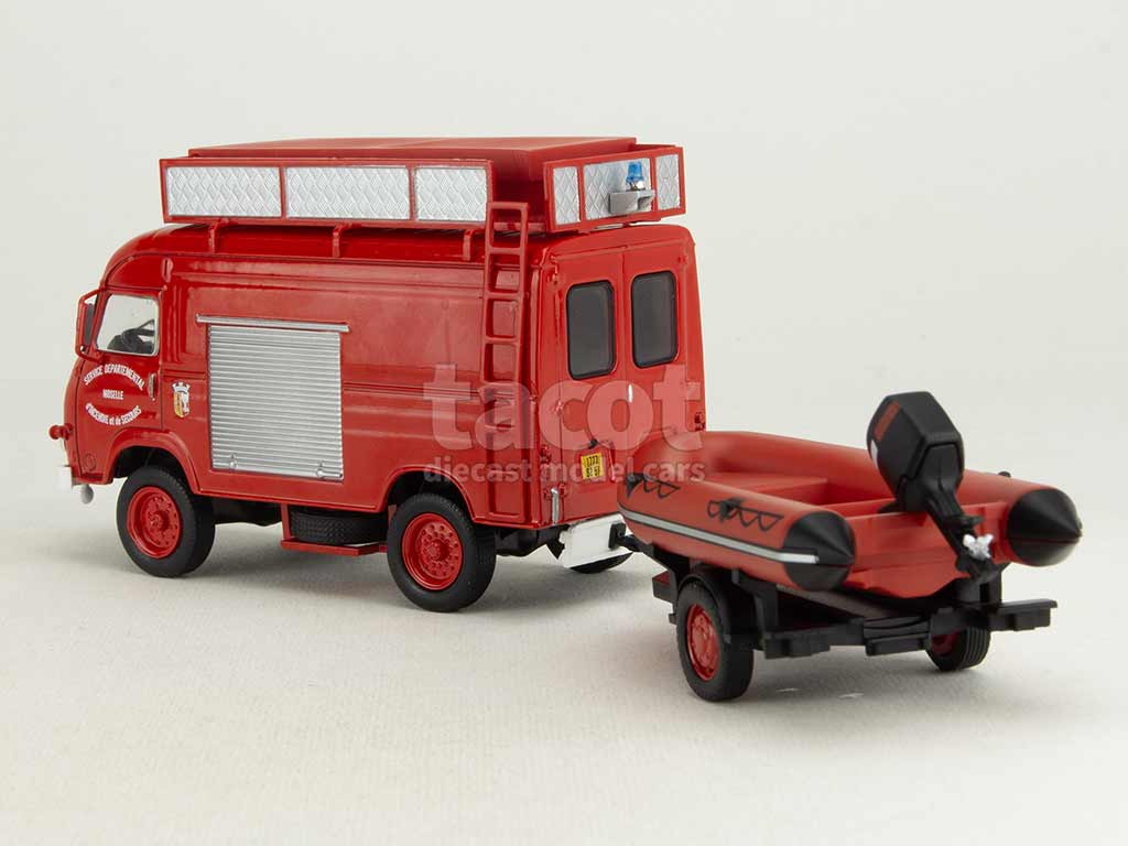 Camion Dei Pompieri OPO 10 1:43 Saviem TP3 Con Gommone Zodiac - Modellino Da Collezione PB082