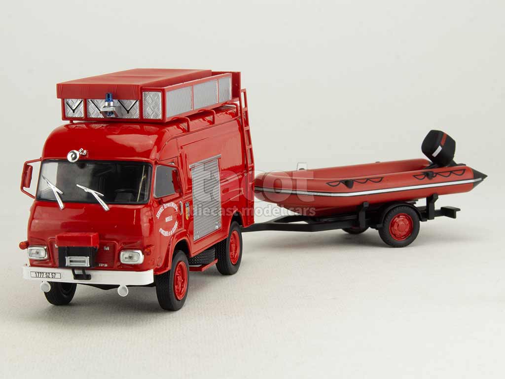 Camion Dei Pompieri OPO 10 1:43 Saviem TP3 Con Gommone Zodiac - Modellino Da Collezione PB082