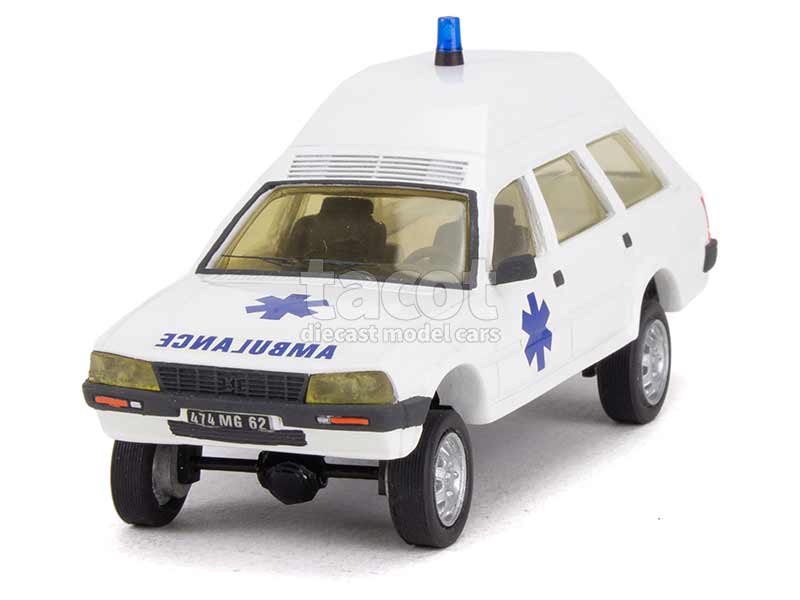 Miniature Solido Peugeot 505 Ambulance échelle 1:43 - Occasion - Vitrine Incluse