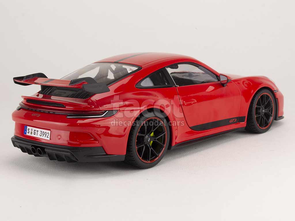 Maisto 1/18 - Porsche 992 GT3 Coupé 2022 Jaune - Modèle Réduit Neuf