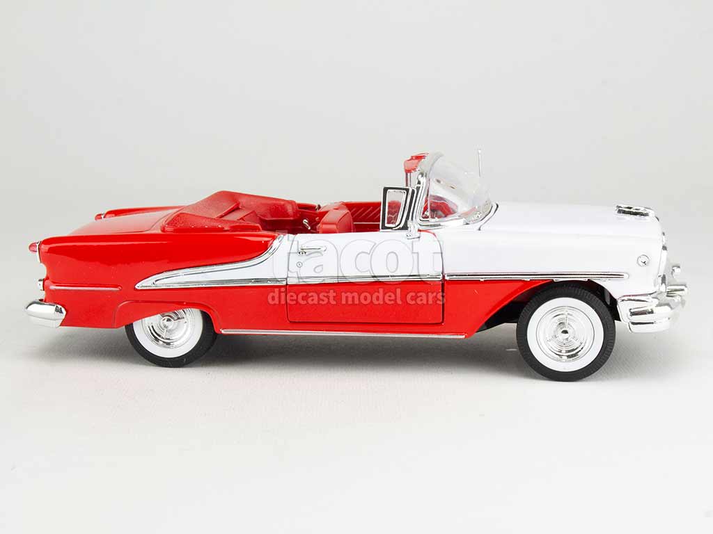 Miniature Welly Oldsmobile Super 88 Cabriolet 1955 - Échelle 1:24, Rouge Et Blanc