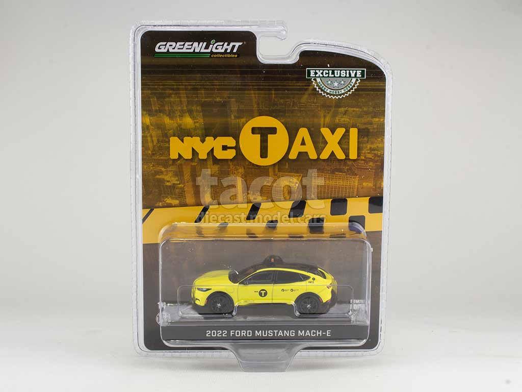 Voiture Miniature Ford Mustang Mach-E 2022 NYC Taxi - Greenlight 1/64, Jaune, Neuve