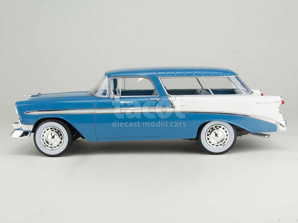 Modèle Réduit Chevrolet Bel Air Nomad 1956 – Échelle 1:18, Bleu Et Blanc, Neuf