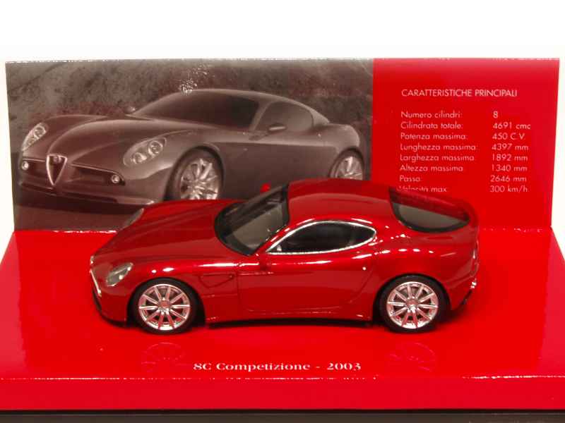 Modèle Réduit Alfa Romeo 8C Competizione 2003 Par Kyosho - Échelle 1/64 - Diecast Rouge - Avec Présentoir