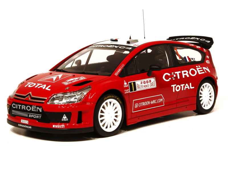 Citroën C4 WRC Loeb Monte-Carlo 2004 – AUTOart 1/18 Métal, Rouge, Miniature Rallye