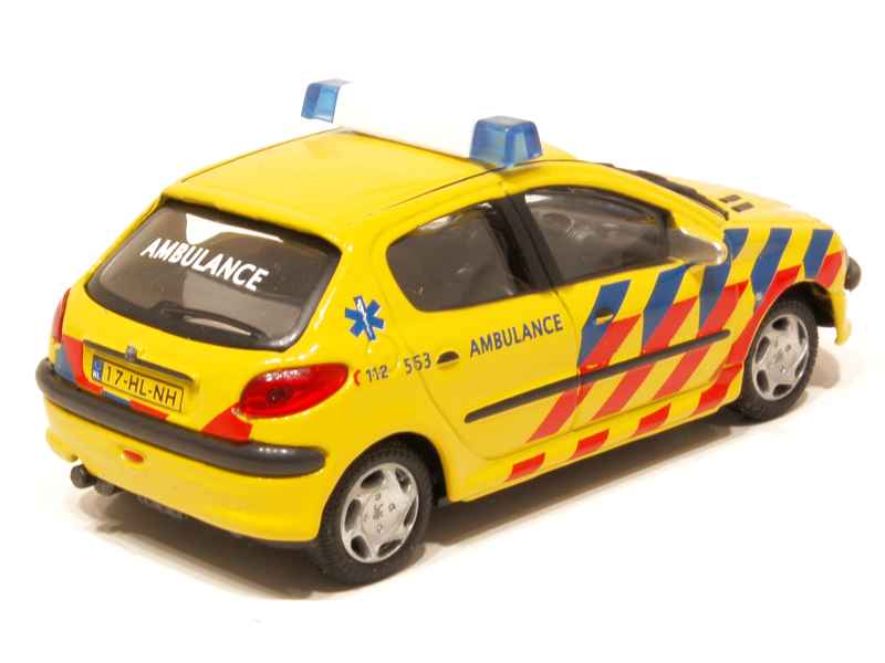 Voiture Miniature Cararama 1:72 - Peugeot 206 Jaune - Boîte Neuve OO - Modèle Pressé Sous Pression