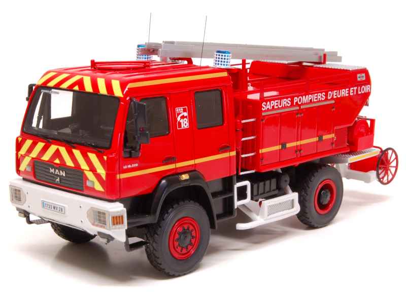 Miniature MAN LE 14.220 Bemaex FSR Pompiers - Alerte 1/43 - Résine - Neuve