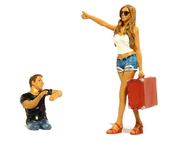 1:18 1 AUTOSTOPEUSE SET DE 2 FIGURINES 1 CONDUCTEUR
