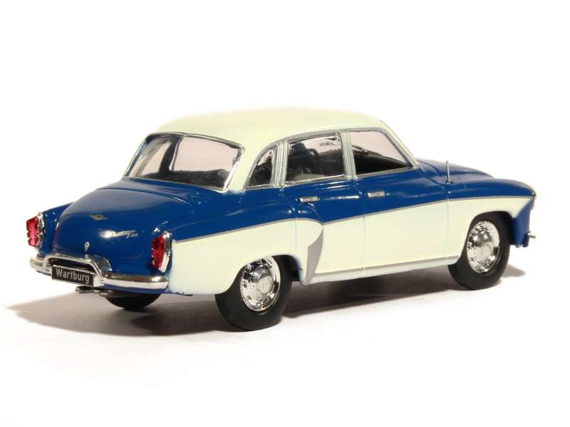 Wartburg 312 Limousine Modellauto 1/43 – Blau, Baujahr 1965 | Mit Individuellem Wunschkennzeichen & Vitrine