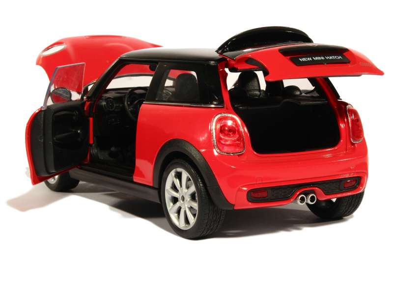 Modèle Réduit 1:18 Welly - Mini Cooper Hatch 2 Portes 2015 - Rouge Et Noir - Neuf - WE18050R