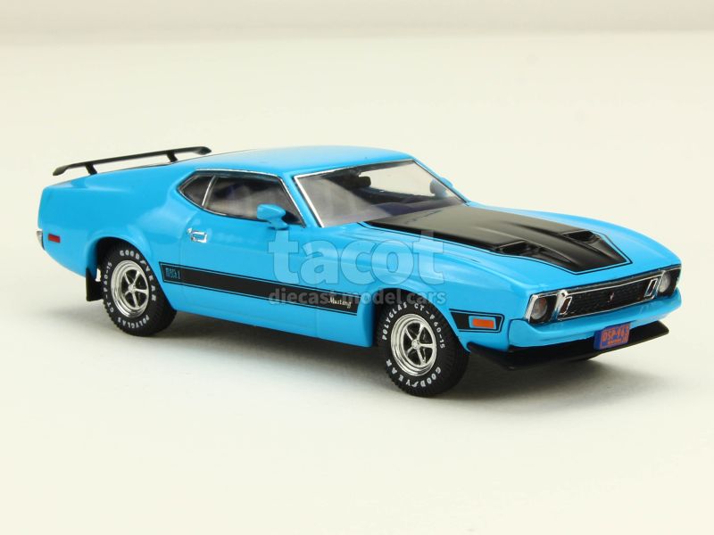 Ford Mustang Mack I de 1973 bleu clair et noire 1/43 Premium X (édition limitée) - Collection