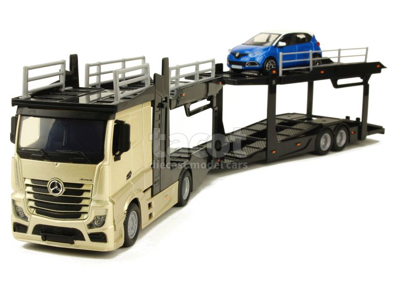 Bburago Maisto Mercedes Benz Actros 1/43 - Camion Avec Voiture Et Remorque (Modèle Aléatoire)