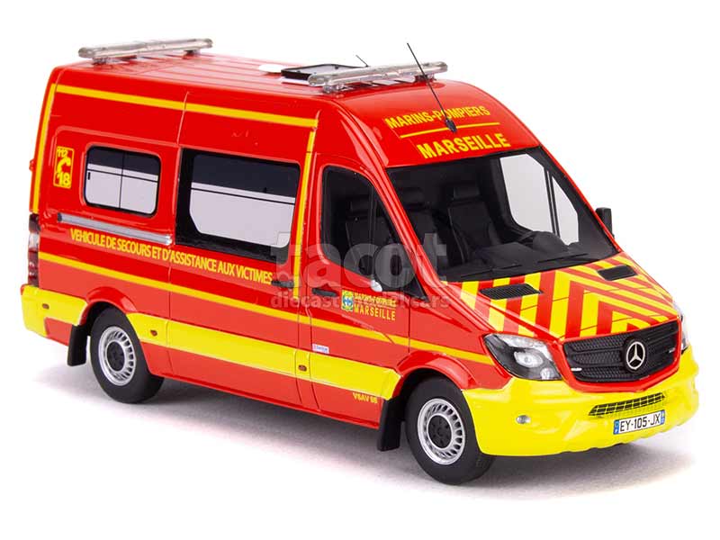Miniature ALERTE Pompier VSAV AR SMUR BMPM 1/43 Mercedes Résine