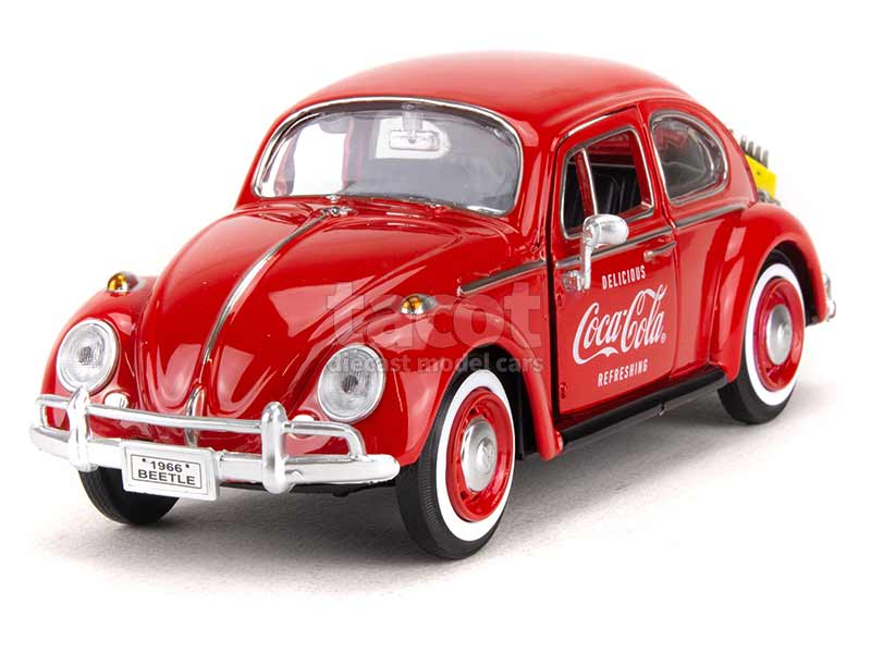 Miniatures montées - Volkswagen Coccinelle Rouge portières blanches 1967 1/24 Kinsmart