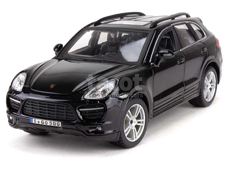 Bburago Porsche Cayenne Turbo Modellauto 1:24 – Schwarz, Türen & Motorhaube Beweglich, Ca. 20 Cm