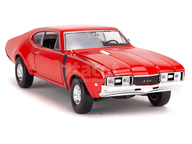Welly Oldsmobile 442 Coupe Modellauto – 1:24, Rot, 1968, Mit öffnenden Türen & Motorhaube