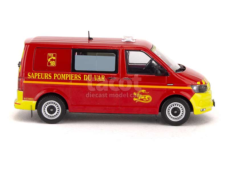 Miniature ODEON 1/43 – Volkswagen Combi T6 Pompiers, Montée Métal, Neuve