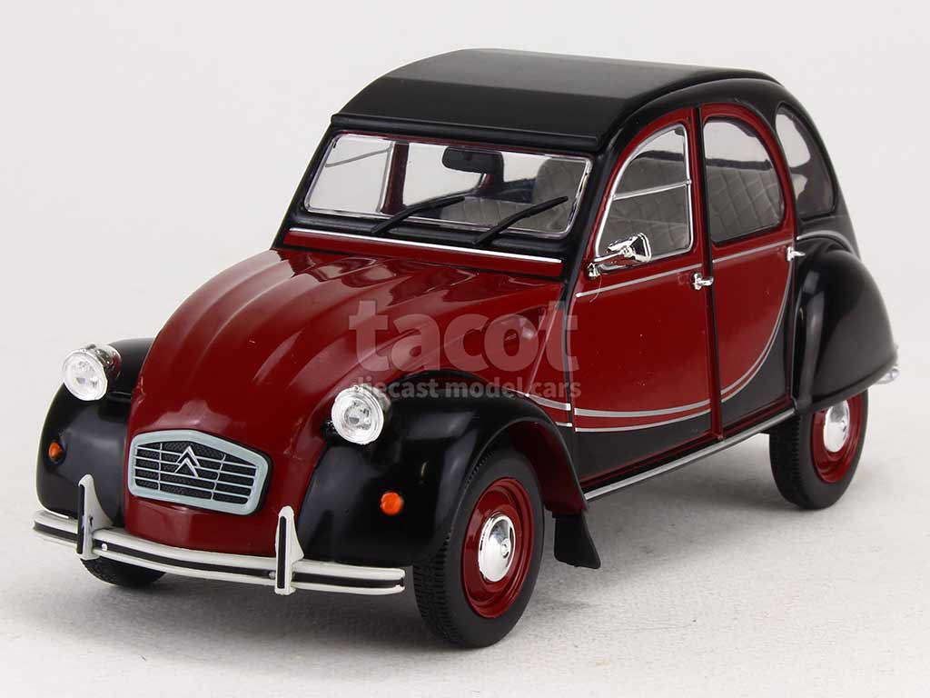 Voiture Miniature Citroën 2CV Charleston 1/24 - Modèle Collection En Métal - Welly 24009W Bicolore