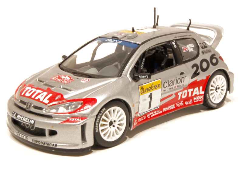 IXO 1:43 Peugeot 206 WRC – Burns Rallye Monte Carlo 2002 – RAM069 – Neuve